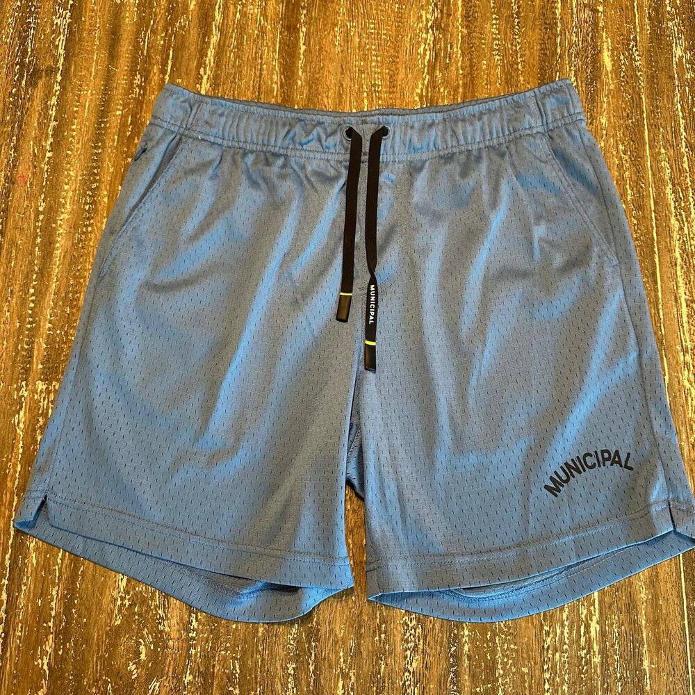 Municipal Mesh Workout Gym Lounge 6” Shorts Drawstring Blue Gray Men’s Size M